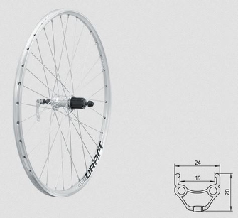 Koło Tylne  Kellys KLS DRAFT R, 26", silver