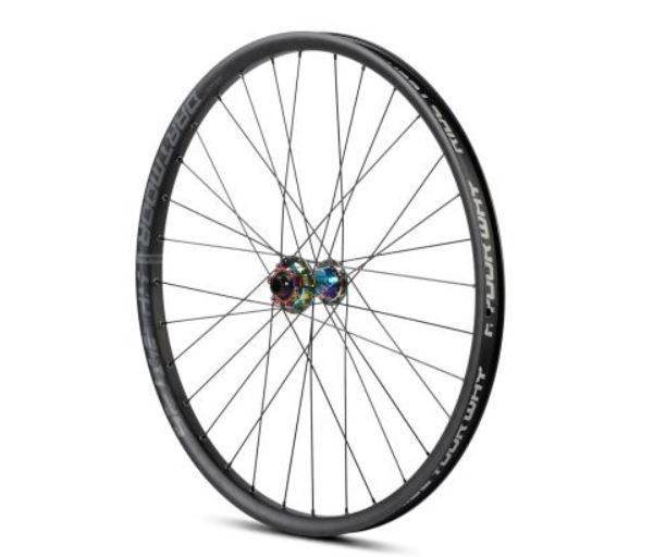 Koło przednie DARTMOOR Shield 26'' czarne anodowane z piastą w kolorze petrol 32h