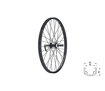 Koło tył Kellys KLS Wasper Freewheel  V-brake R, 24", black