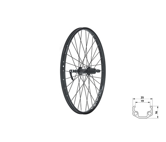 Koło tył Kellys KLS WASPER CASSETTE V-brake R, 24